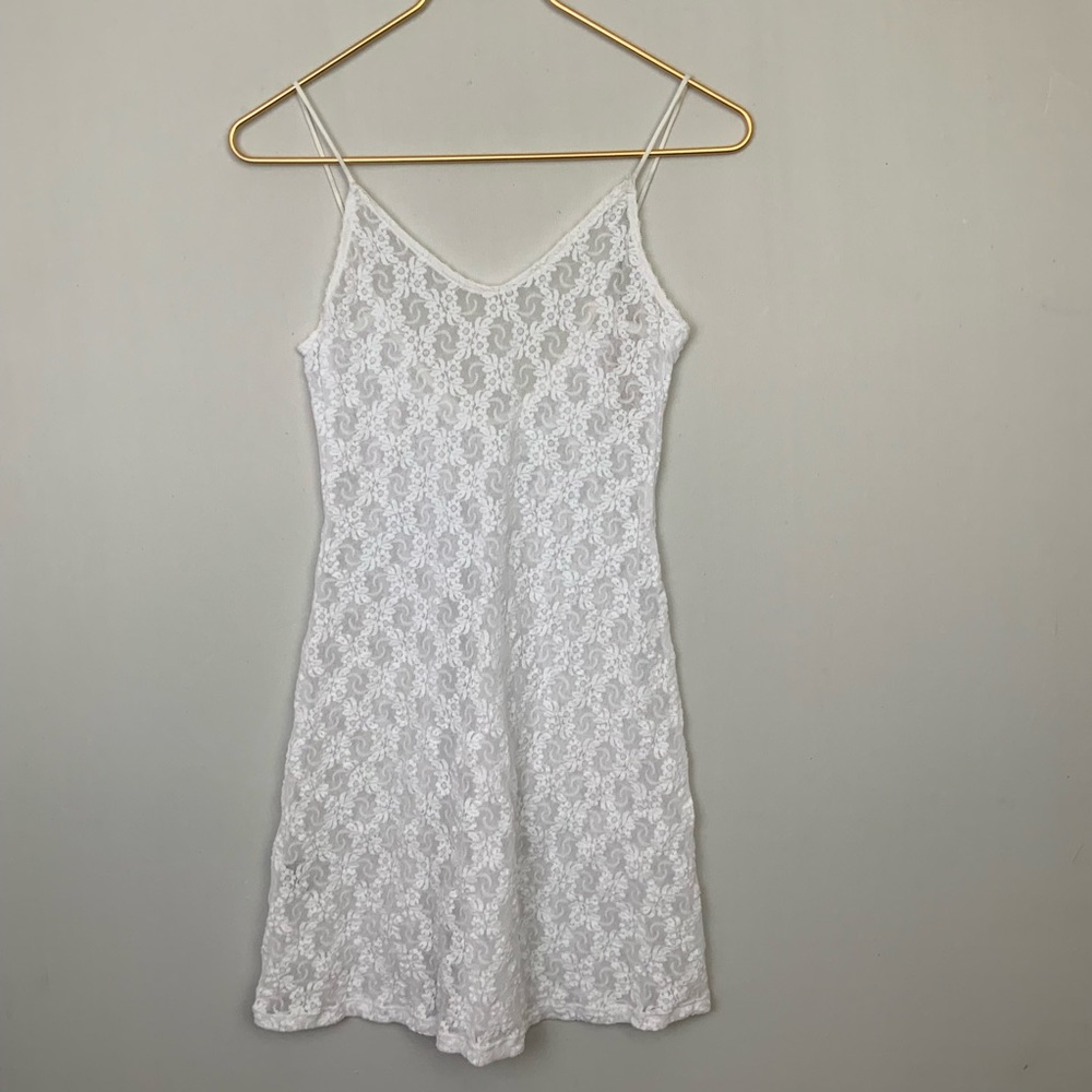 NWT Only Hearts Sz Small White Sheer Lace Chemise Slip Dress Lingerie